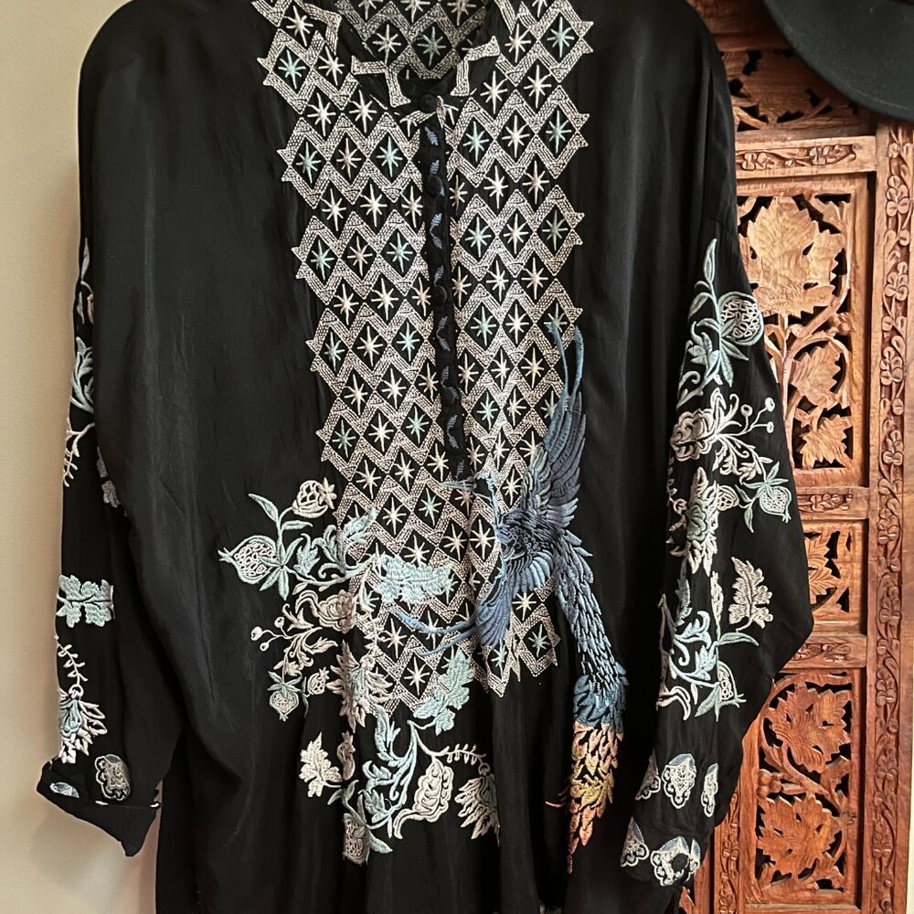 Johnny Was Sz Large Bohemian/Boho Tunic Blouse Top